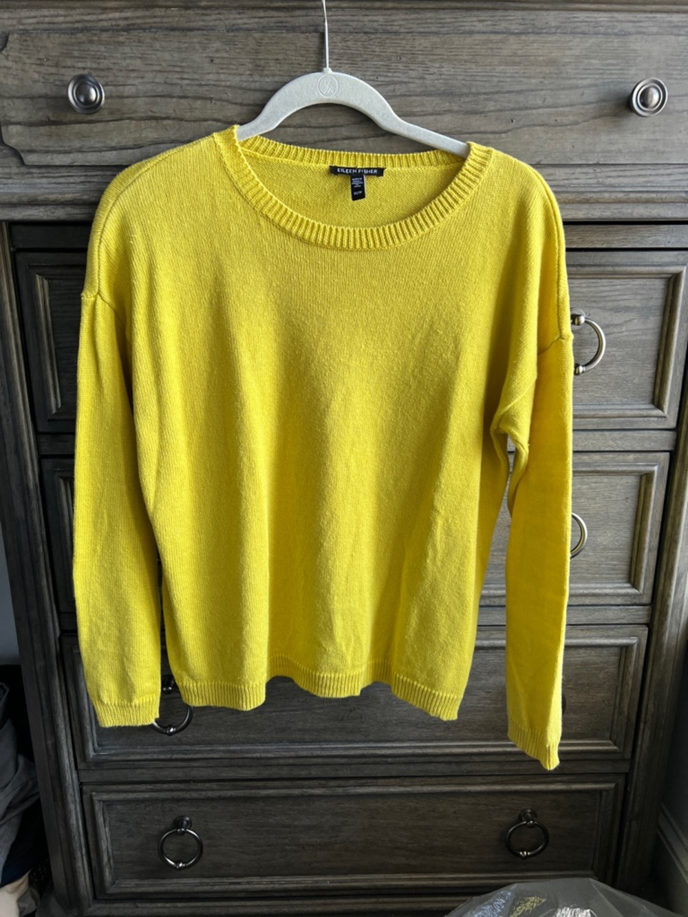 Eileen Fisher Organic Cotton/Linen Bright Yellow Crewneck Sweater XS